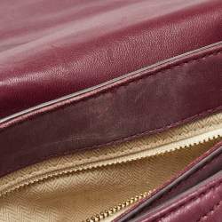 Pre Owned Tory Burch Burgundy Chevron Leather Kira Top Handle Bag