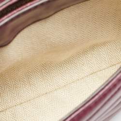 Pre Owned Tory Burch Burgundy Chevron Leather Kira Top Handle Bag