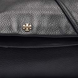 Pre Owned Tory Burch Black Leather Foldover Crossbody Bag