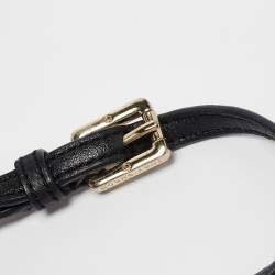 Pre Owned Tory Burch Black Leather Foldover Crossbody Bag