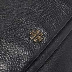 Pre Owned Tory Burch Black Leather Foldover Crossbody Bag