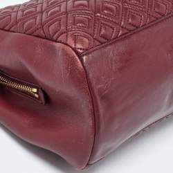 Tory Burch Burgundy Quilted Leather Fleming Chain Tote