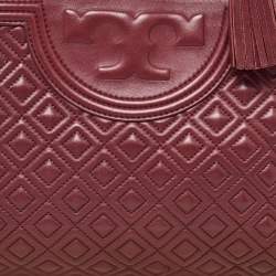 Tory Burch Burgundy Quilted Leather Fleming Chain Tote