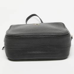 Pre Owned Tory Burch Black Leather Robinson Double Zip Crossbody Bag