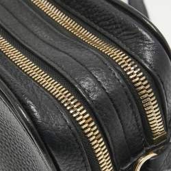Pre Owned Tory Burch Black Leather Robinson Double Zip Crossbody Bag