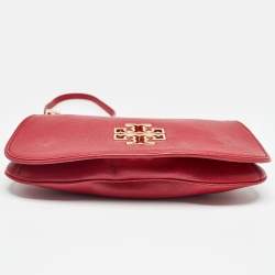 Pre Owned Tory Burch Red Leather Britten Crossbody Bag
