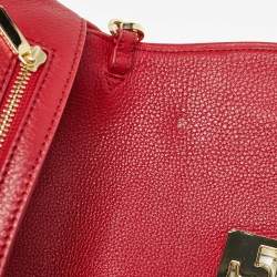 Pre Owned Tory Burch Red Leather Britten Crossbody Bag