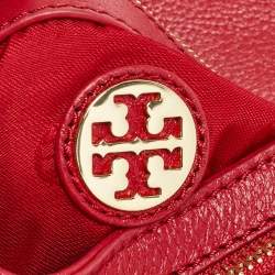 Pre Owned Tory Burch Red Leather Britten Crossbody Bag