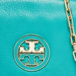 Pre Owned Tory Burch Green Leather Amanda Crossbody Bag