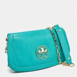 Pre Owned Tory Burch Green Leather Amanda Crossbody Bag