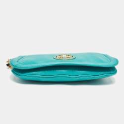 Pre Owned Tory Burch Green Leather Amanda Crossbody Bag