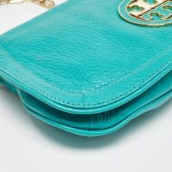 Pre Owned Tory Burch Green Leather Amanda Crossbody Bag