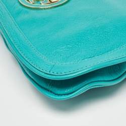 Pre Owned Tory Burch Green Leather Amanda Crossbody Bag