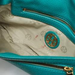 Pre Owned Tory Burch Green Leather Amanda Crossbody Bag