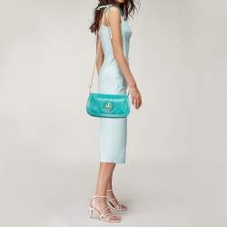 Pre Owned Tory Burch Green Leather Amanda Crossbody Bag