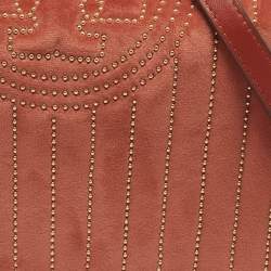 Pre Owned Tory Burch Brown Brick Quilted Velvet Small Kira Shoulder Bag