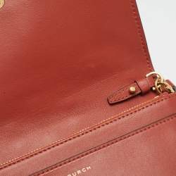 Pre Owned Tory Burch Brown Brick Quilted Velvet Small Kira Shoulder Bag