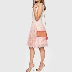 Pre Owned Tory Burch Brown Brick Quilted Velvet Small Kira Shoulder Bag