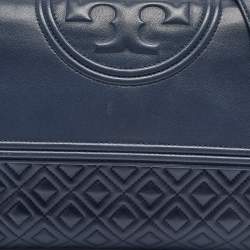 Pre Owned Tory Burch Navy Blue Quilted Leather Fleming Shoulder Bag