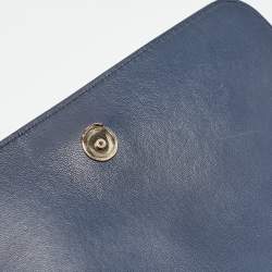 Pre Owned Tory Burch Navy Blue Quilted Leather Fleming Shoulder Bag