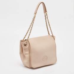 Tory Burch Peach Leather Marion Shoulder Bag