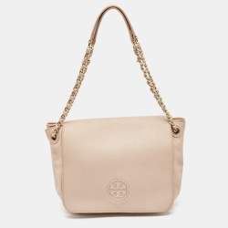 Tory Burch Peach Leather Marion Shoulder Bag