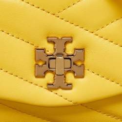 Pre Owned Tory Burch Yellow Leather Kira Crossbody Bag