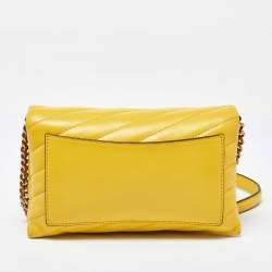 Pre Owned Tory Burch Yellow Leather Kira Crossbody Bag