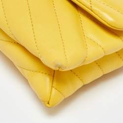 Pre Owned Tory Burch Yellow Leather Kira Crossbody Bag