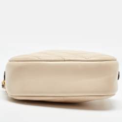 Pre Owned Tory Burch Cream Quilted Leather Small Kira Camera Bag