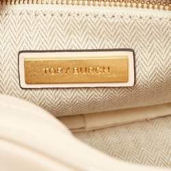 Pre Owned Tory Burch Cream Quilted Leather Small Kira Camera Bag