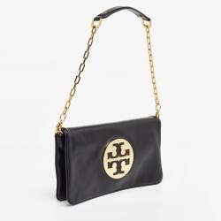 Tory Burch Black Leather Reva Chain Clutch
