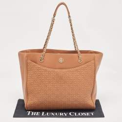 Tory Burch Brown Embossed Leather Bryant East West Tote