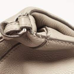 Pre Owned Tory Burch Grey Leather Thea Fold Over Crossbody Bag