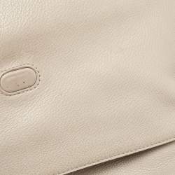 Pre Owned Tory Burch Grey Leather Thea Fold Over Crossbody Bag