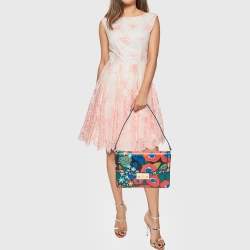 Pre Owned Tory Burch Multicolor Leather Floral Juliette Shoulder Bag