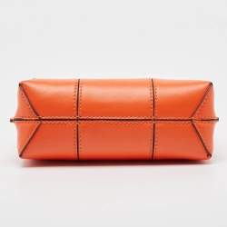 Pre Owned Tory Burch Orange Leather Mini Block-T Satchel