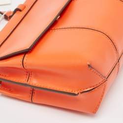 Pre Owned Tory Burch Orange Leather Mini Block-T Satchel