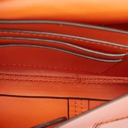 Pre Owned Tory Burch Orange Leather Mini Block-T Satchel