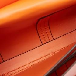 Pre Owned Tory Burch Orange Leather Mini Block-T Satchel