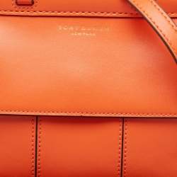 Pre Owned Tory Burch Orange Leather Mini Block-T Satchel