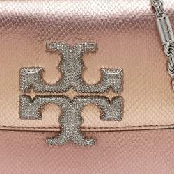 Pre Owned Tory Burch Iridescent Metallic Snake Effect Leather Small Convertible Eleanor Shoulder Bag