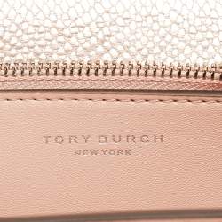 Pre Owned Tory Burch Iridescent Metallic Snake Effect Leather Small Convertible Eleanor Shoulder Bag