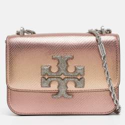 Pre Owned Tory Burch Iridescent Metallic Snake Effect Leather Small Convertible Eleanor Shoulder Bag