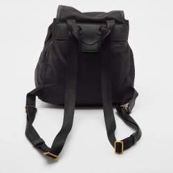 Pre Owned Tory Burch Black Leather and Nylon Mini Scout Backpack