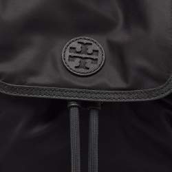 Pre Owned Tory Burch Black Leather and Nylon Mini Scout Backpack