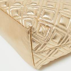 Tory Burch Gold Quilted Leather Marion Tote