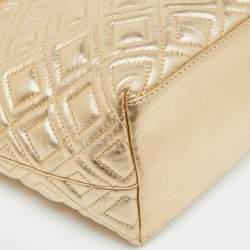 Tory Burch Gold Quilted Leather Marion Tote