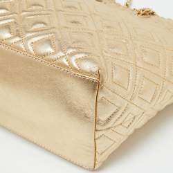 Tory Burch Gold Quilted Leather Marion Tote