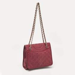 Tory Burch Burgundy Leather Fleming Shoulder Bag